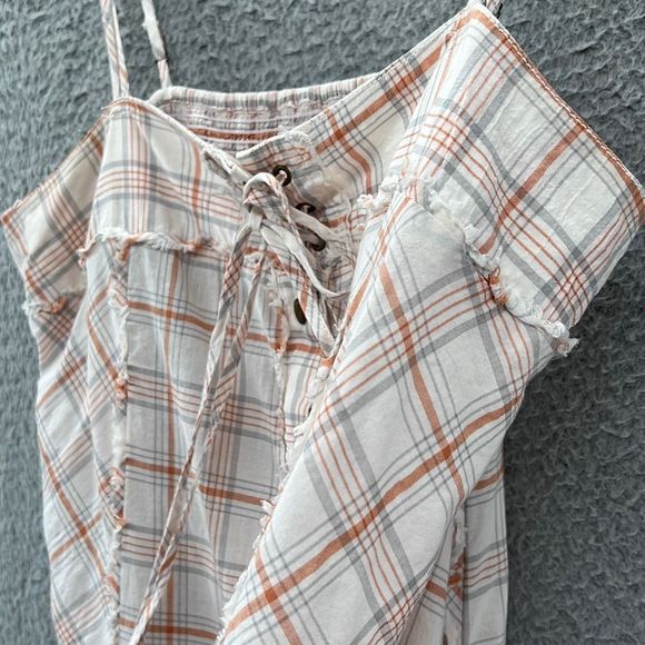 Free People Plaid Maxi Dress | Boho Button Front M/L Hippie Fairy Grunge Peasant - Picture 8 of 12